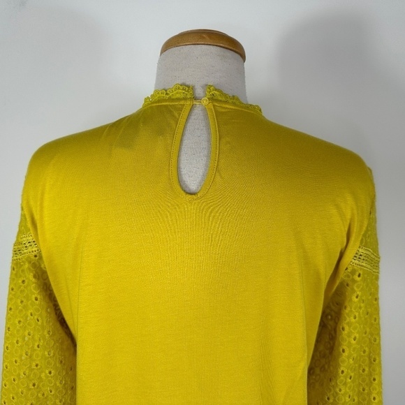 Anthropologie James Coviello Women's Sz M Burnham Long Sleeve Eyelet Lace Top - Picture 10 of 13